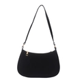 Borsa sottobraccio minimalista in velluto nero con cerniera dorata dorata - Nero
