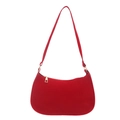 Borsa hobo retrò in pelle scamosciata rossa con design a mezzaluna e cerniera dorata - Rosso