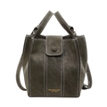 Minimalist dark green bucket bag with contrast stitching and adjustable shoulder strap - Green