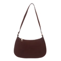 Borsa hobo retrò in pelle scamosciata marrone scuro con cerniera in metallo dorato - Marrone