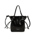 Borsa a secchiello classica nera lucida con manico a catena e tracolla in pelle - Senza Ciondolo / Nero