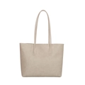 Bolso tote beige minimalista con textura de grano de lichi y detalle de logotipo - Blanco Roto