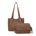 Bruine tote bag set met schoudertas en geweven riem met etnisch patroon - Schoudertasset / Bruin