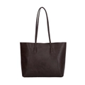 Bolso tote grande de cuero sintético marrón oscuro con correas largas para el trabajo - Marrón
