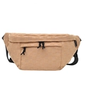 Minimalist khaki checkerboard textured chest bag with black adjustable nylon strap - Khaki