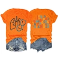 Set t-shirt arancione con stampa medica e pantaloncini in denim effetto invecchiato - Arancione