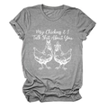 Detail of grey crewneck T-shirt featuring funny hand-drawn chicken graphic and text - S / Dark Grey (White Text)