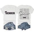 Front and back view of a white Senior 2026 t-shirt with class graduation print design - White (Black Font)