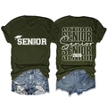 Detailed front and back view of a dark green Senior 2026 graduation cotton T-shirt - Army Green (White Font)