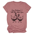 Detail of cotton t-shirt with funny chicken graphic and humorous typography print - Rose Gold (Black Text)