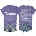 Front and back detail of purple Senior 2026 graduation t-shirt with white printing - Purple (White Font)
