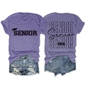 Purple Senior 2026 cotton t-shirt with front and back graduation print display - Purple (Black Font)