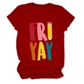 Bordeauxrood dames T-shirt met Fri-Yay opdruk, potlood en liniaal grafisch ontwerp - S / Rood