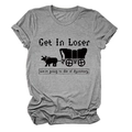 Detail des grauen Rundhals-T-Shirts mit verpixeltem Oregon Trail-Humordruck - S / Dunkelgrau (Schwarze Schrift)