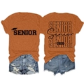 Front and back detail of burnt orange Senior 2026 graduation t-shirt and graphic design - Burnt Orange (Black Font)