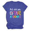 Détail de l'imprimé artistique et du col rond sur le t-shirt violet chiné pour femme - S / Hauts / Bleu Rétro (Texte Blanc)