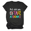 Détail de l'imprimé texte multicolore sur un t-shirt enseignant gris chiné foncé col rond - S / Hauts / Gris Chiné Noir