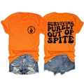 Vista plana de la camiseta naranja con eslogan impreso en la espalda para el verano - Naranja (Logo Negro)