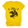 Detailansicht des gelben T-Shirts aus Baumwolle mit schwarzem Krähen-Print und F-CAW-F - S / Oberteile / Gelb