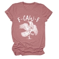 Detailansicht eines altrosa T-Shirts mit Rundhalsausschnitt und F-CAW-F-Grafikprint - S / Oberteile / Roségold