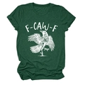 Flach liegendes dunkelgrünes T-Shirt mit Rundhalsausschnitt und weißem Krähen-Druck - S / Oberteile / Retro Grün (Weißen Text)