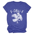 Nahaufnahme eines königsblauen T-Shirts mit weißem Krähenmotiv und F-CAW-F-Aufdruck - S / Oberteile / Vintage-Blau