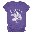 Detail des weißen Krähendrucks und F-CAW-F Textes auf lila Baumwoll-T-Shirt - S / Oberteile / Lila