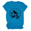 T-shirt in cotone blu brillante con stampa corvi Support Your Local Murder in piano - S / Blu Lago (Stampa Nera)