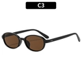 Retro-Sonnenbrille mit ovalem schwarzem Rahmen und braunen Gläsern für Outdoor-Mode - Schwarzer Rahmen Tee Linsen (C3)