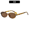 Retro oval tortoiseshell sunglasses with brown lenses and leopard print frame, style C5 - Tortoise Frame Tea Lens (C5)