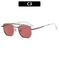 Pilotenbrille mit roten C3-Gläsern und silbernem Doppelsteg-Metallgestell für Damen und Herren - C3-Silberner Rahmen Rote Gläser