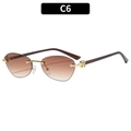 Frameless rimless sunglasses in C6 brown gradient with golden floral hinge detail - Gold Frame Gradient Tea Lens (C6)