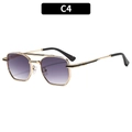 Retro Goldene Metall-Sonnenbrille in Achteckform mit lila Verlaufsgläsern und Doppelsteg - C4-Goldener Rahmen Gradient Graue Gläser