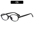 Classic C6 variant oval black full-rim sunglasses with silver decorative rivets - Black Frame Clear Lens (C6)