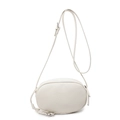 Borsa a tracolla minimalista avorio con trama litchi e ciondolo a cuore argento - Bianco Sporco