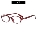 Retro oval sunglasses in translucent burgundy frame with silver hinge detail - Red Frame Clear Lens (C7)