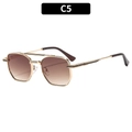 Lunettes de soleil aviateur rétro à double pont avec monture dorée et verres thé - C5-Monture Dorée Verres Double Thé
