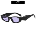Occhiali da sole retrò hip hop con montatura nera e lenti colorate viola chiaro - C7-Montatura Nera Lenti Viola