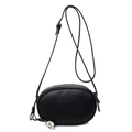 Borsa a bauletto nera trama litchi con tracolla e ciondolo a cuore argento - Nero