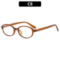 Retro oval sunglasses in amber tortoiseshell finish with dual rivet temple accents - Tea Frame White Lens (C8)