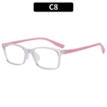 Kids square anti-blue light glasses in transparent pink frame with solid pink temples - C8-Transparent Pink Frame Pink Legs