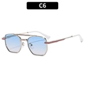 Lunettes aviateur rétro avec monture argentée et verres dégradés bleus style C6 - C6-Monture Argentée Verres Double Bleu