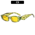 Occhiali da sole retrò hip-hop con montatura marmorizzata verde-gialla e lenti gialle - C8-Montatura Floreale Verde Lenti Gialle