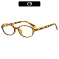 Retro oval sunglasses featuring a stylish leopard tortoiseshell frame with C9 code - Leopard Frame Clear Lens (C9)