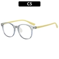 Kids square blue light glasses in transparent grey and yellow, C5 color variant - Transparent Grey Frame Yellow Leg