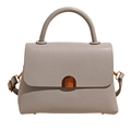 Borsa a mano minimalista grigio chiaro con motivo litchi e fibbia in metallo retrò - Grigio