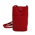 Minimalist red litchi texture mobile phone crossbody bag with flap cover - No Pendant / Red