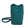 Sac bandoulière minimaliste en cuir cyan à motif litchi pour téléphone portable - Sans Pendentif / Bleu