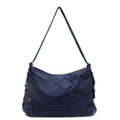 Sac fourre-tout vintage en denim bleu foncé avec rivets et design asymétrique - Bleu foncé
