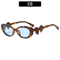 Lunettes Y2K œil de chat, monture écaille, verres bleus et nœud marron en relief - Monture Écaille Verres Bleus (C6)